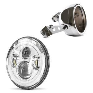 LED frontlys sett 7 tommer egnet for Harley Davidson frontlykter krom Craftride F10