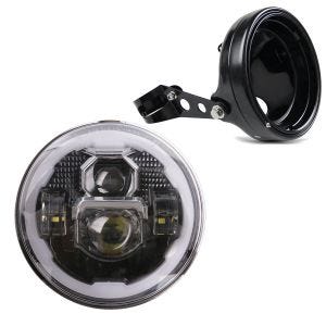 LED frontlys sett 7 tommer egnet for motorsykkel universal frontlykt svart Craftride M91