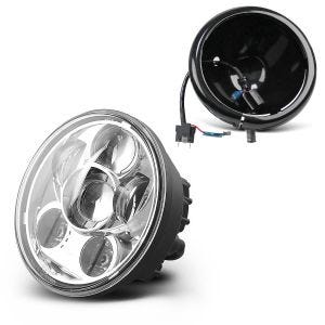 LED hovedlys sett 5,75 tommer egnet for motorsykkel universal frontlykt krom-svart Craftride