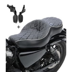 Doppel Sitzbank Set für Harley Davidson Sportster 883 Iron 14-20 mit Sozius Fussrasten und Halter Craftride S-AA1_1