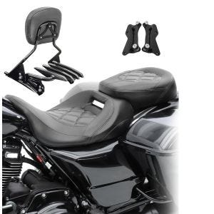 Sitzbank Set für Harley Touring 14-20 mit Sissybar und Gepäckträger Craftride S-AB5_1