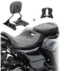 Sitzbank Set für Harley Electra Glide Standard 19-20 mit Sissybar und Gepäckträger Craftride S-AB5_1