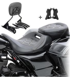 Sitzbank Set für Harley Street Glide 14-19 mit Sissybar und Gepäckträger Craftride S-AB6_1