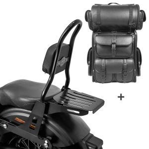 Sissybar CSM + Hecktasche LX für Harley Dyna Low Rider 06-17 abnehmbar mit Gepäckträger Craftride_1