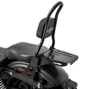 Sissy bar som passer til Harley Davidson Dyna Super Glide Custom 06-15 Craftride Fast Rider-M inkl. bagasjehylle svart