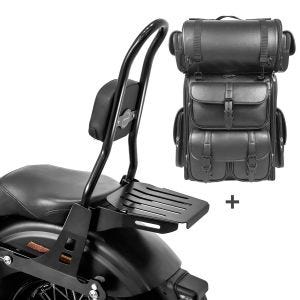 Sissybar CSL + Hecktasche LX für Harley Dyna Low Rider 06-17 abnehmbar mit Gepäckträger Craftride_1