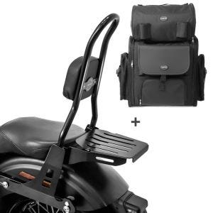 Sissybar CSL + Hecktasche für Harley Dyna Super Glide Custom 06-15 abnehmbar mit Gepäckträger Craftride_0