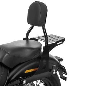 Sissy bar som passer til Harley Davidson Dyna Super Glide Custom 06-15 Craftride Fast Driver-M inkl. bagasjehylle sort