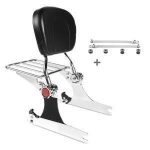 Sissy bar egnet for Harley Davidson Dyna Street Bob 06-08 Craftride Fast Driver-L Flex inkl. bagasjehylle krom