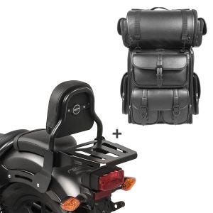 Sissybar XS3 + Hecktasche LX für Kawasaki Vulcan S / Café 15-20 mit Gepäckträger Craftride_1