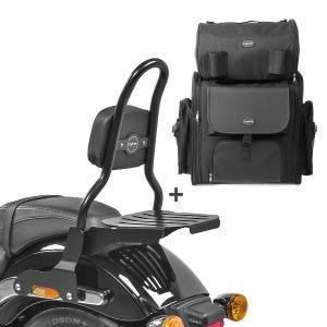Sissy Bar CSM Fix + Hecktasche XL für Harley Sport Glide 18-20 mit Gepäckträger schwarz Craftride_1