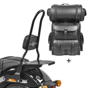Sissy Bar CXL Fix + Hecktasche LX für Harley Sport Glide 18-20 mit Gepäckträger schwarz Craftride_1