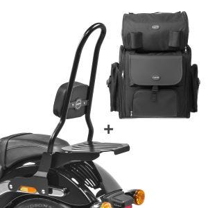 Sissy Bar CXL Fix + Hecktasche XL für Harley Sport Glide 18-20 mit Gepäckträger schwarz Craftride_1