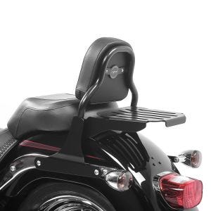 Sissy bar CSS Fix egnet for Harley Davidson Fat Boy Special/ Lo 10-17 med bagasjehylle svart Craftride