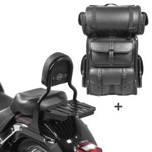 Sissy Bar CL Fix + Hecktasche LX für Harley Softail 07-17 mit Gepäckträger schwarz Craftride_1