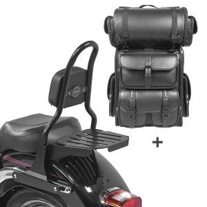 Sissy Bar CSM Fix + Hecktasche LX für Harley Fat Boy Special/ Lo 10-17 mit Gepäckträger schwarz Craftride_1