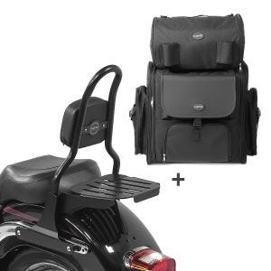 Sissy Bar CSM Fix + Hecktasche XL für Harley Cross Bones 08-11 mit Gepäckträger schwarz Craftride_1