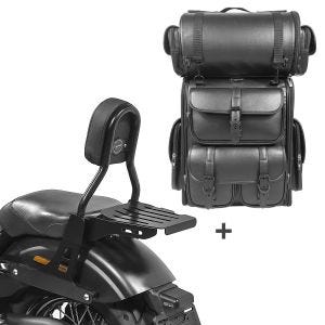 Sissy Bar CL Fix + Hecktasche LX für Harley Dyna Low Rider S 16-17 mit Gepäckträger schwarz Craftride_1