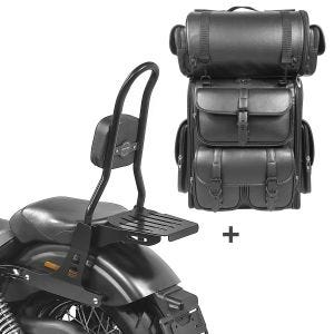 Sissy Bar CSL Fix + Hecktasche LX für Harley Dyna Low Rider S 16-17 mit Gepäckträger schwarz Craftride_1