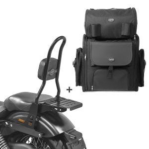 Sissy Bar CSL Fix + Hecktasche XL für Harley Dyna Street Bob 09-17 mit Gepäckträger schwarz Craftride_1