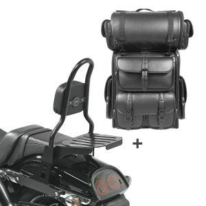 Sissy Bar CSM Fix + Hecktasche LX für Harley Dyna Fat Bob 10-17 mit Gepäckträger schwarz Craftride_1