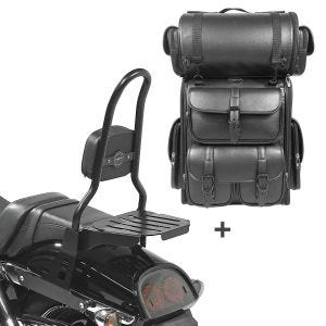 Sissy Bar CSL Fix + Hecktasche LX für Harley Dyna Fat Bob 10-17 mit Gepäckträger schwarz Craftride_1