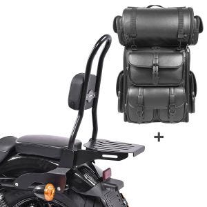 Sissy Bar CSL Fix + Hecktasche LX für Harley Sportster 883 R Roadster 04-15 Gepäckträger schwarz Craftride_1