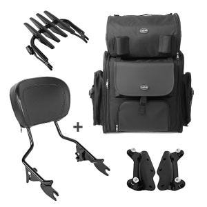 Sissybar XB + Hecktasche für Harley Electra Glide Ultra Limited 09-13 mit Gepäckträger schwarz Craftride_0