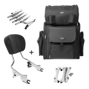 Sissybar XB + Hecktasche für Harley Road King 09-13 mit Gepäckträger chrom Craftride_0
