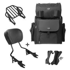 Sissybar KI + Hecktasche für Harley Street Glide Special 15-20 mit Gepäckträger schwarz Craftride_0