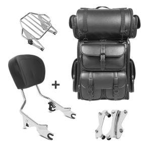 Sissybar KI + Hecktasche LX für Harley Electra Glide Standard 09-10 mit Gepäckträger chrom Craftride_1