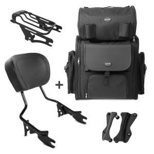 Sissybar AW + Hecktasche für Harley Touring 09-13 mit Gepäckträger schwarz Craftride_0