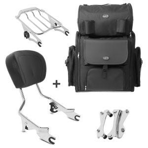 Sissybar AW + Hecktasche für Harley Electra Glide Standard 09-10 mit Gepäckträger chrom Craftride_0