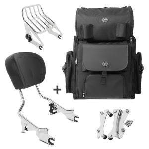 Sissybar W1 + Hecktasche für Harley Street Glide 14-19 mit Gepäckträger chrom Craftride_1