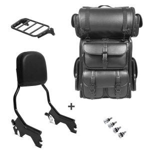 Sissybar + Hecktasche LX für Harley Fat Boy / 114 18-20 R1 mit Gepäckträger schwarz Craftride_1