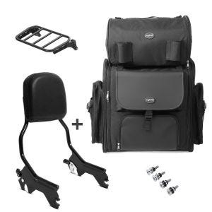 Sissybar + Hecktasche für Harley Fat Boy / 114 18-20 R1 mit Gepäckträger schwarz Craftride_0