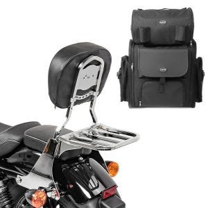 Sissybar SB1 + Hecktasche für Harley Sportster 04-20 abnehmbar mit Gepäckträger Craftride chrom_0