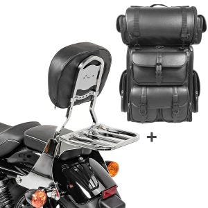 Sissybar SB1 + Hecktasche LX für Harley Sportster 883 R Roadster 04-15 abnehmbar mit Gepäckträger Craftride chrom_1