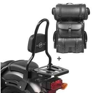 Sissybar M3 + Hecktasche LX für Kawasaki Vulcan S / Café 15-20 mit Gepäckträger Craftride_1