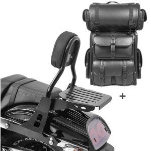 Sissybar CL + Hecktasche LX für Harley Dyna Fat Bob 10-17 abnehmbar mit Gepäckträger Craftride_1