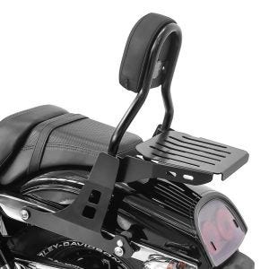 Sissy bar som passer til Harley Davidson Dyna Fat Bob 10-17 Craftride Fast Driver-M inkl. bagasjehylle svart