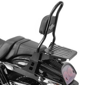Sissy bar som passer til Harley Davidson Dyna Fat Bob 10-17 Craftride Fast Rider-M inkl. bagasjehylle svart