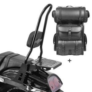 Sissybar CSXL + Hecktasche LX für Harley Dyna Fat Bob 10-17 abnehmbar mit Gepäckträger Craftride_1
