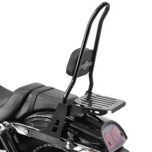 Sissy bar som passer til Harley Davidson Dyna Fat Bob 10-17 Craftride Fast Rider-XL inkl. bagasjehylle svart