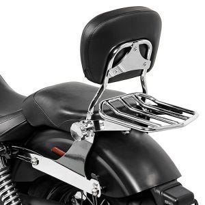 Sissy bar egnet for Harley Davidson Dyna Street Bob 06-17 Craftride Fast Driver-M Flex inkl. bagasjehylle krom