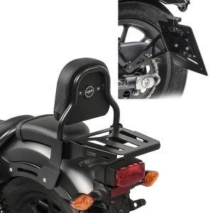 Set Sissybar mit Gepäckträger + Kennzeichenhalter seitlich L für Honda Rebel 500 17-21 Craftride XS3_1