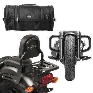 Set Sissybar mit Gepäckträger + Hecktasche + Sturzbügel für Honda Rebel 500 17-21 Craftride RS2_1