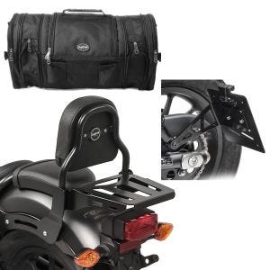 Set Sissybar mit Gepäckträger + Hecktasche + Kennzeichenhalter seitlich für Honda Rebel 500 17-21 Craftride RS2_1