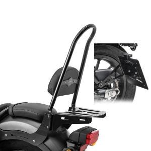 Set Sissybar+ Gepäckträger + Kennzeichenhalter seitlich L  für Honda Rebel 500 17-21 Craftride CXL_1