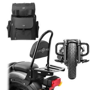 Set Sissybar mit Gepäckträger + Hecktasche+ Defensa de motor per Honda Rebel 500 17-21 Craftride SM7_1